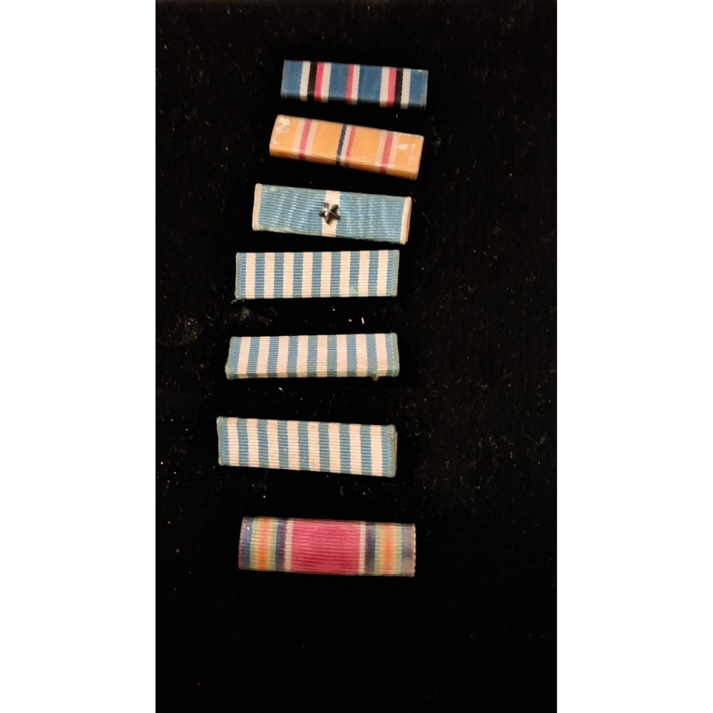 Vintage US Military Ribbon Bars Lot of 7 WWII Era Campaign Service Medals